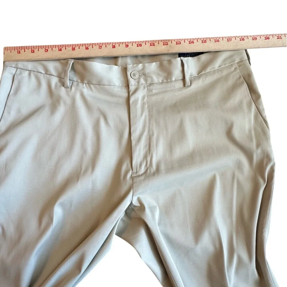 Polo Ralph Lauren Performance Pants Men 40x32 Tan Flat‎ Front Trousers